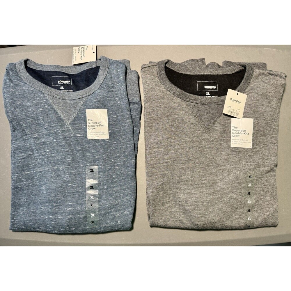 Sonoma Supersoft  Double Knit Tee Gray Blue T Shirt Set Of 2 Men’s XL - NWT New